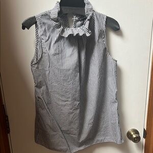 Banana Republic Gray Ruffled Blouse with Mandarin Collar